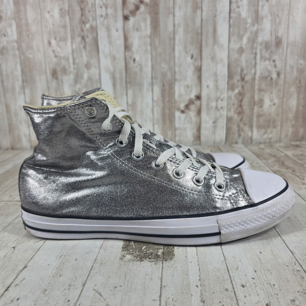 Converse Chuck Taylor All Star Metallic Silver High Top Sneakers Womens 11